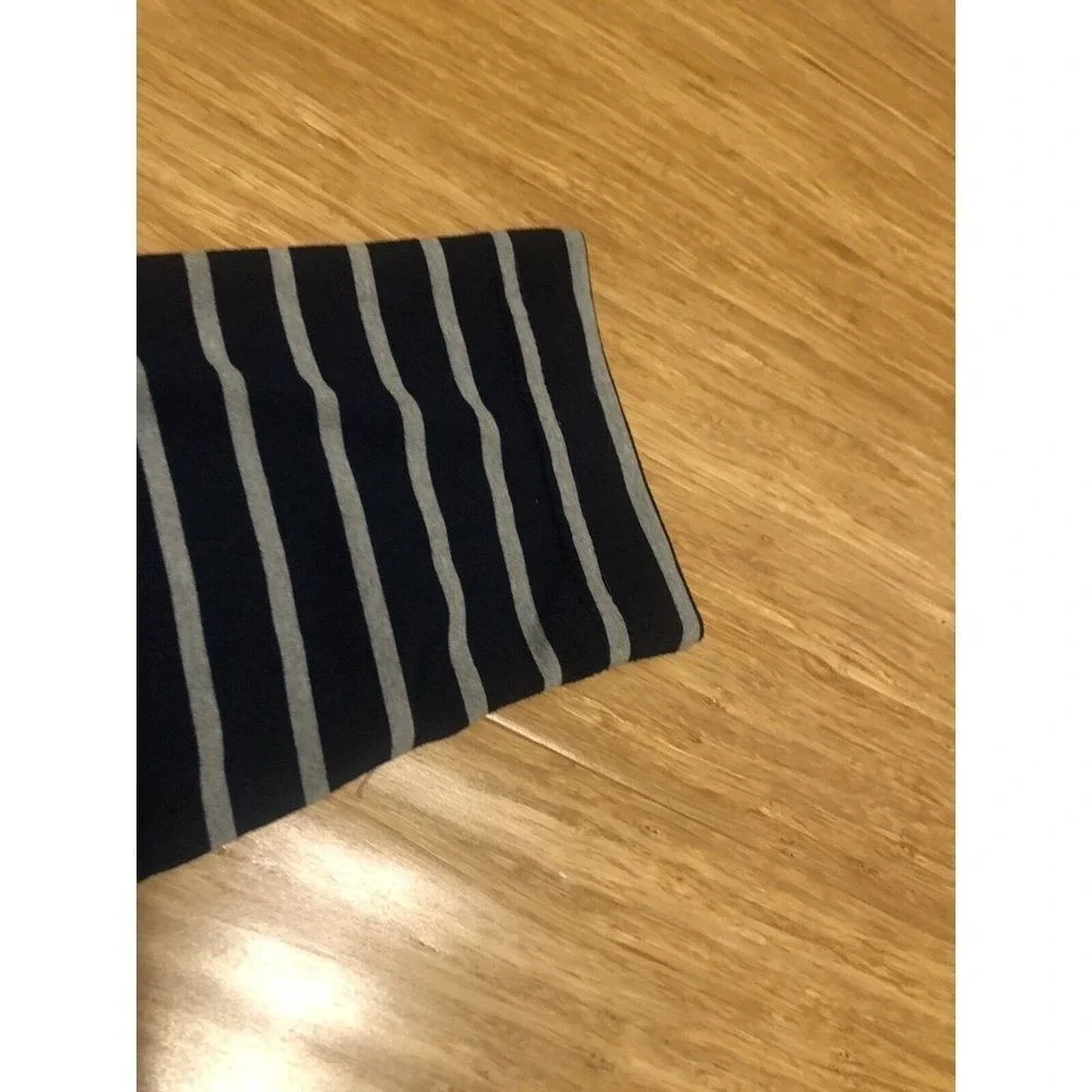 Crown & Ivy Boys Medium Nautical 3/4‎ Zip pullover Lightweight Navy Gray Stripe